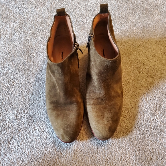 J. Crew Factory Shoes - J. Crew olive green suede sawyer booties 8 C9868